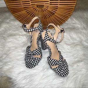 Gianni Bini Gingham Knot Block Heeled Sandal 7.5